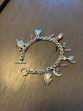 Silver Charm Bracelet with Pink Accents